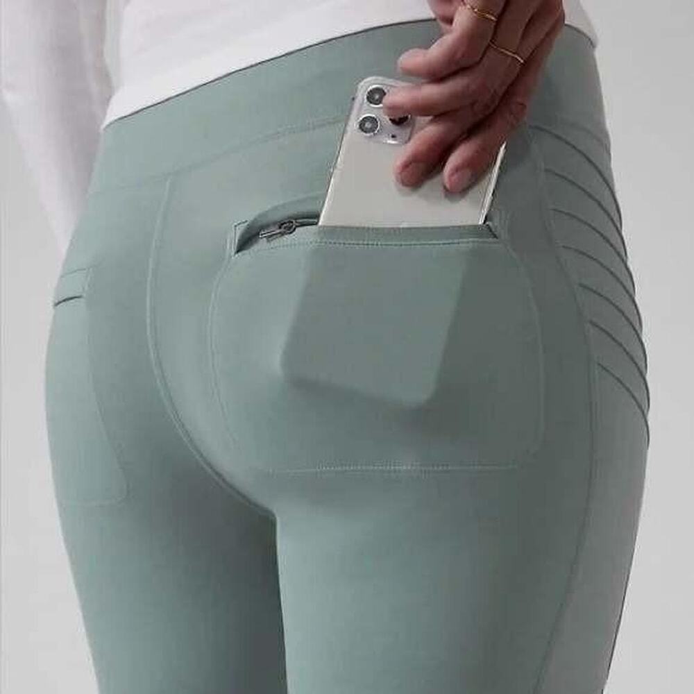 Athleta Delancey Moto Tights XL Sage Green High Rise Leggings 598323